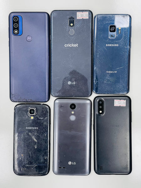 Lot #204 Salvage phones 6pc(LG,Samsung, MOTO) ONLY FOR PARTS AS ITS NO RETURN